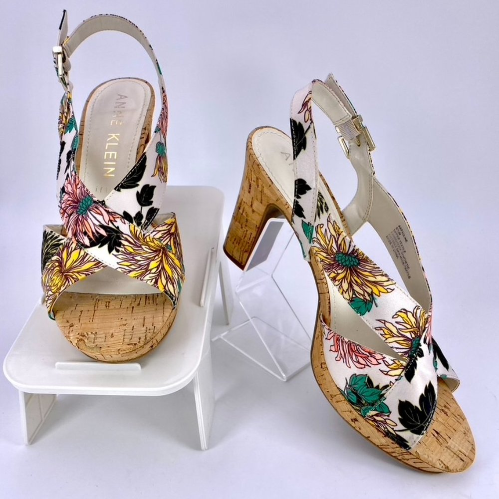 Anne Klein 9.5M Pauline Cork Women's Platform Heels, Retail $85